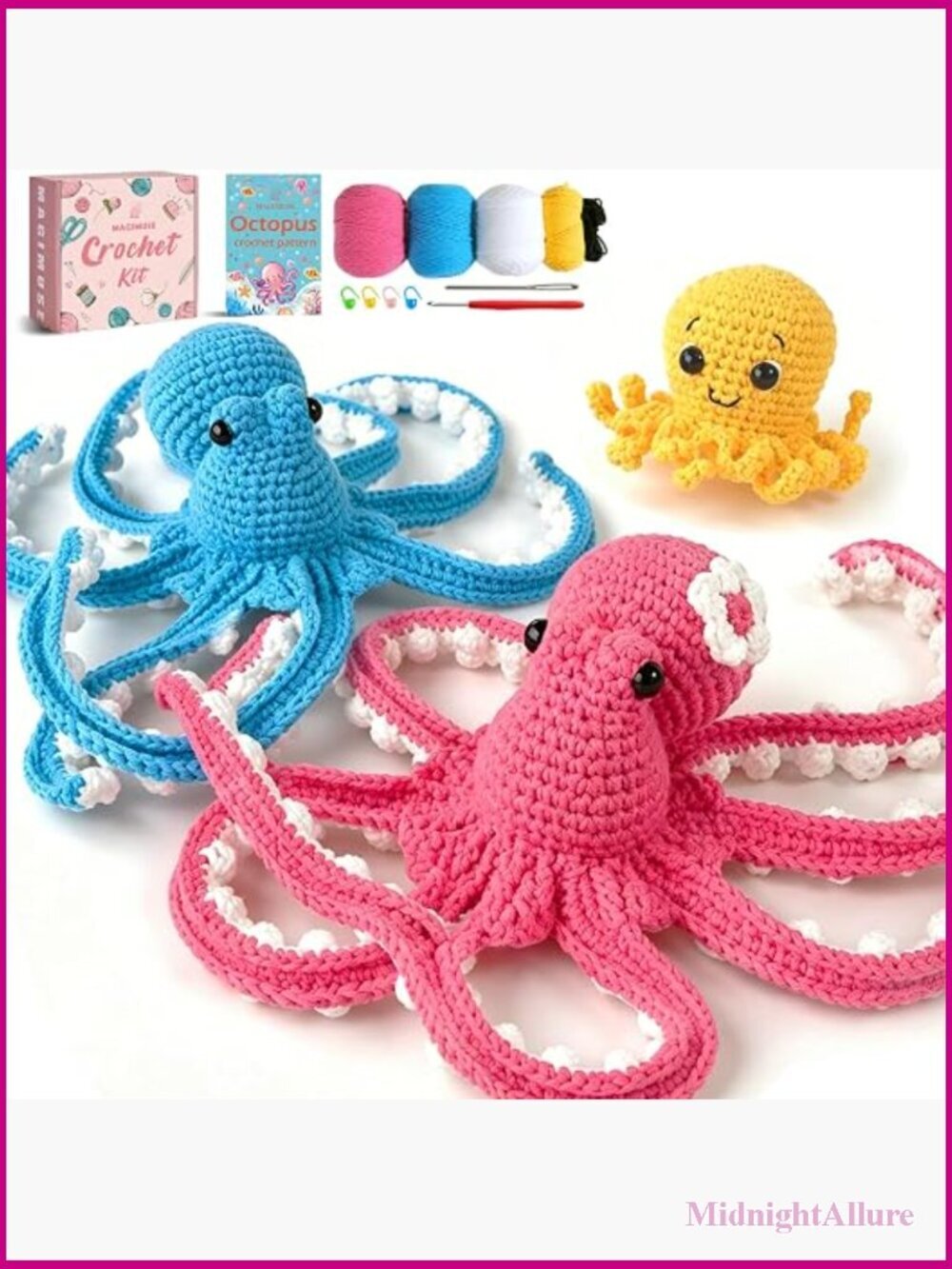 Crochet Kit for Beginners, Octopus Family Amigurumi Craft Kit with Video